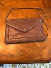 Vintage Christian Dior Envelope hand bag. Circa 1980. Brown with shoulder strap