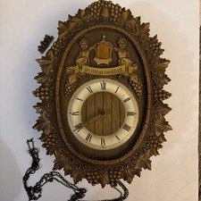 Vintage E Schmeckenbecher Cuckoo Clock In Vino Veritas West Germany AS IS