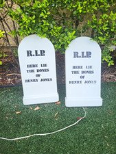 Vintage Empire Plastic Corp Halloween Tombstone Blow Molds Set of 2 P.N.