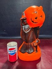 Vintage General Foam 14" Witch w/Black Cat and Pumpkin Blowmold Blow Mold Works