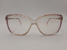 Vintage Gucci GG2347 Oversized Eyeglasses Frames Italy Clear Pink Marble Trim