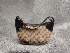 Vintage Gucci pochette GG monogram mini pouch bag authentic beige-brown canvas