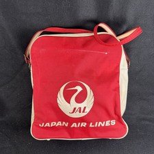 Vintage JAL Japan Air Lines Flight Bag Red White Expo 70 Shoulder Travel Bag