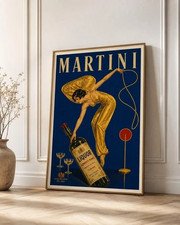 Vintage Martini Liquor Advertising Art Deco Italian Cocktail Bar Poster