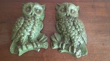 Vintage Owl Wall Hangings Plaque Molded Foam set of (2)