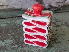Vintage Peppermint Ribbon Candy Christmas Cookie Jar / Holiday Candy Jar