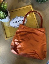 Vintage Prada Coral Orange Satin Bag Plexiglass Handle Made in Italy