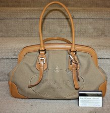 Vintage Prada Milano Dal 1913 Canvas & Leather Doctor Style Purse Handbag