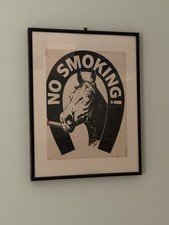 Vintage Sam Savitt "NO SMOKING!" Poster 1965 Black Horse Press Equestrian Art