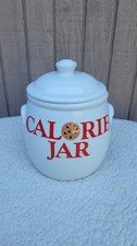 Vintage Treasure Craft Ceramic Pottery Cookie Jar Calorie Jar w/ Lid - 9.5” Tall