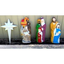 Vintage Union Products Nativity 4pc Set Christmas 41 in Lighted Blow Mold