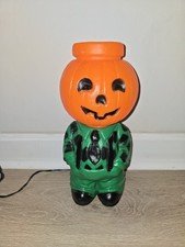 Vtg Mr Blinky Blow Mold pumpkin farmer Halloween Jack O Lantern Scarecrow Rare