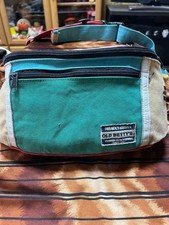 VTG Old Bettys Japan Crazy Pattern Canvas Waist Bag Crossbody Pack Colorblock