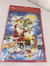 VTG Xmas Advent Calendar Caltime Santa & Snowman England Forest Animals FrShip