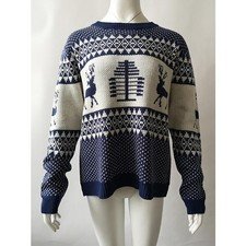 Women Christmas Theme Long Sleeve Sweater - Gray