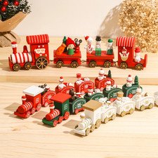 Wooden Christmas Train Set Home Decor New Year Gift Ornament